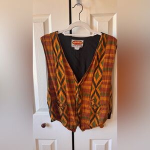 Vintage Paragraff Geometric Vest | Boho Southwestern Kente Style Waistcoat Vest
